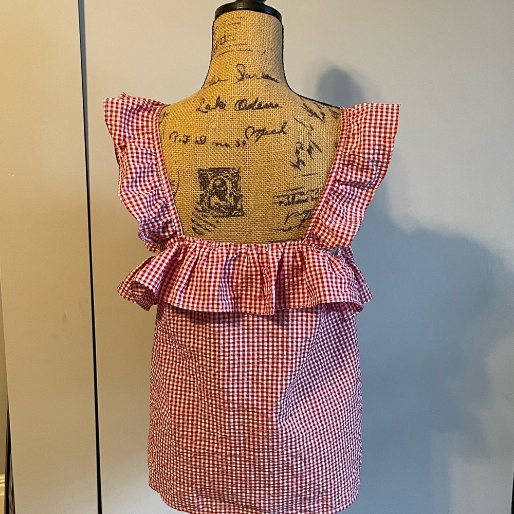 &merci red and white checked top size medium